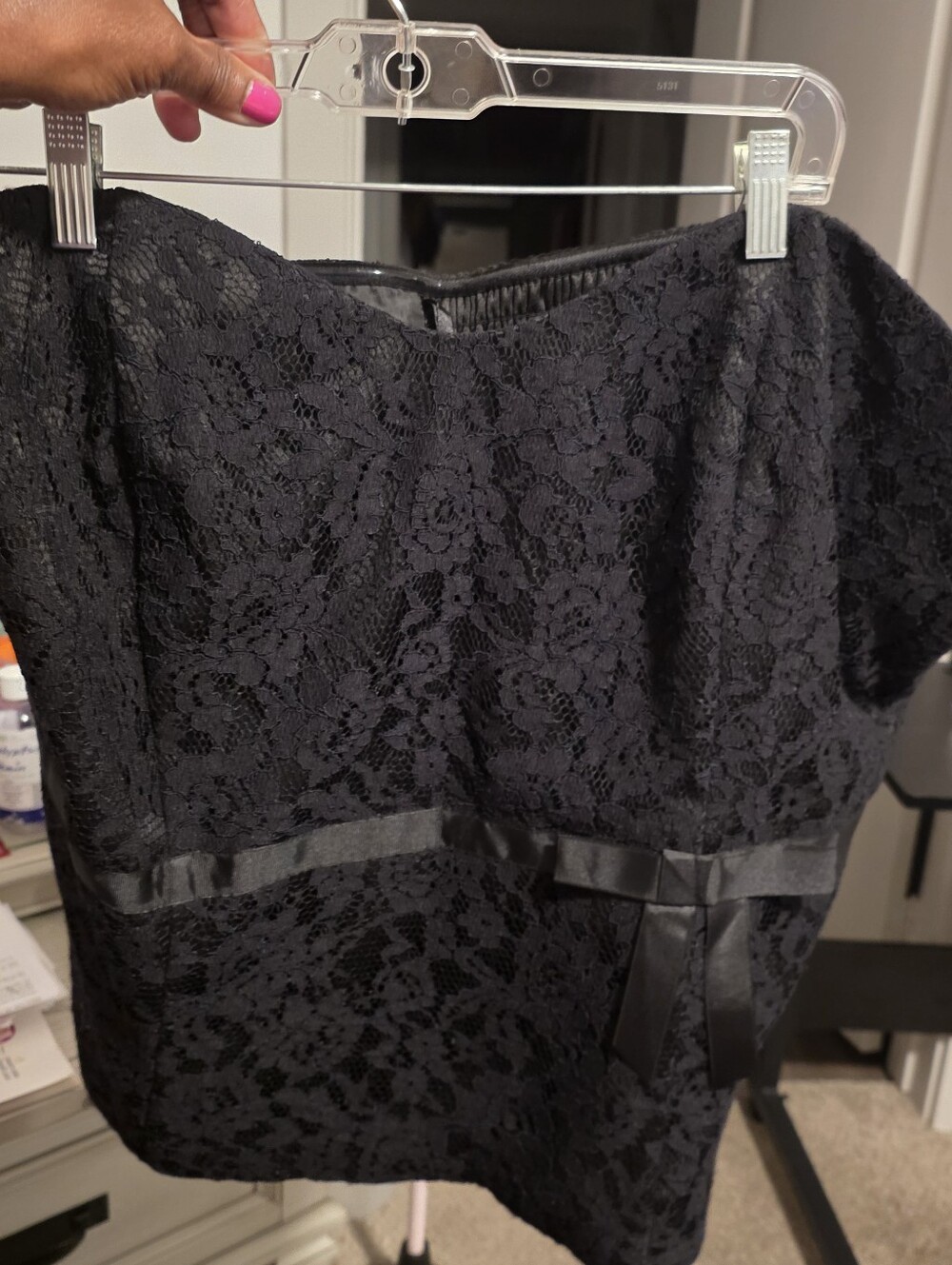 Black Lace BustierTop with Satin Bow